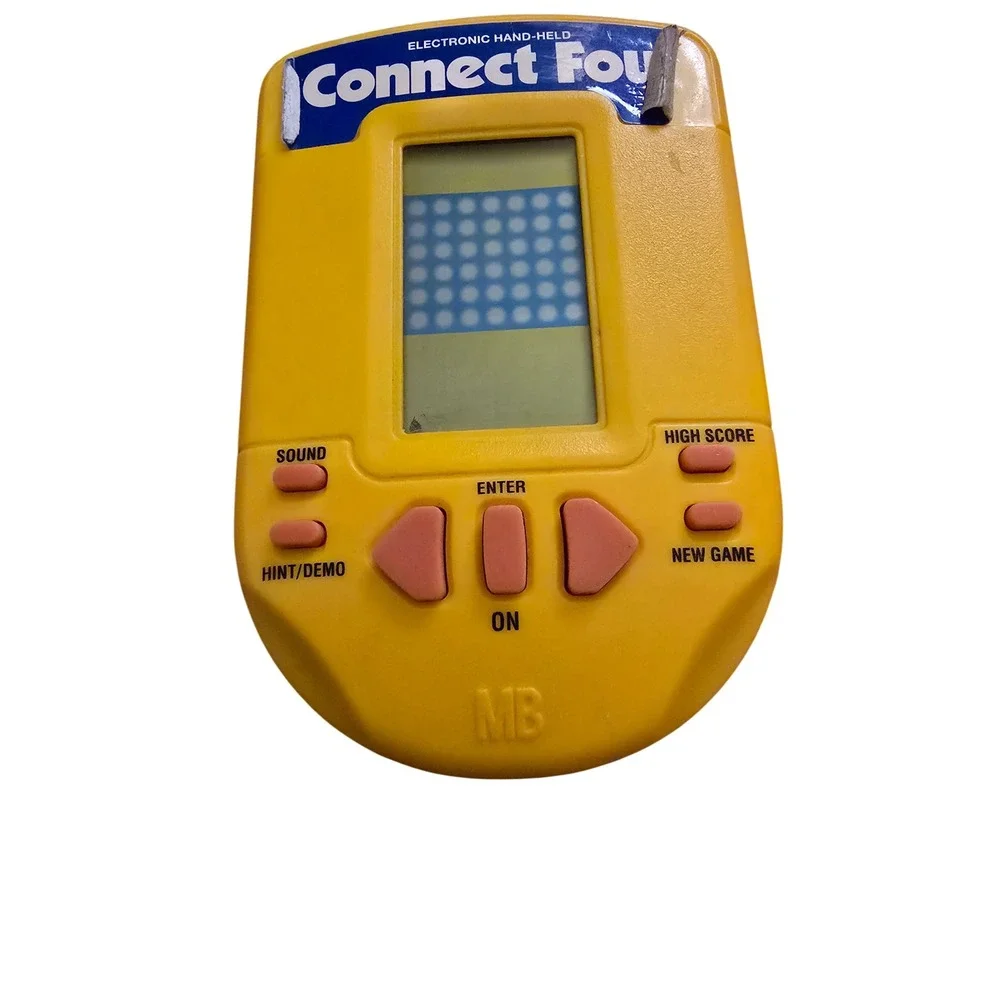 Vintage 1995 Milton Bradley Connect Four Electronic Handheld Game Yellow MB 4634